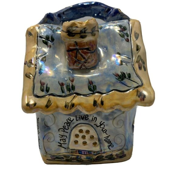 Vintage Blue Sky 2001 Heather Goldmine ‘Peace’ Cottage Tea-light Candleholder - Picture 3 of 12